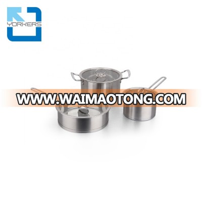 3 pieces 304 stainless steel cookware cooking pots set